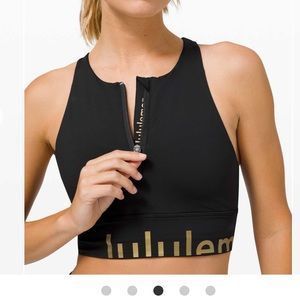 NWT* Lululemon High-Neck Long-Line Energy Bra Zip Special Edition Black/Gold 6